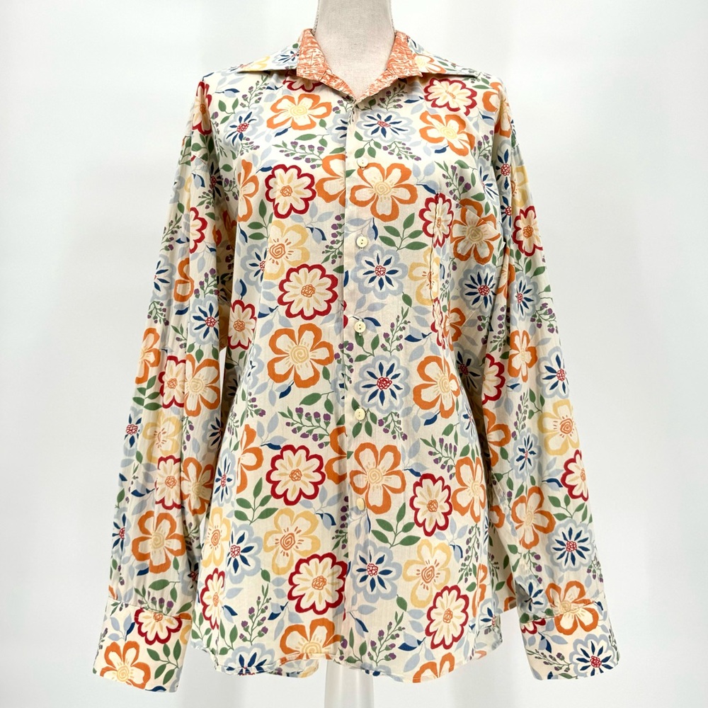Burma Bibas Vintage 70’s Retro Floral Button Down Shirt